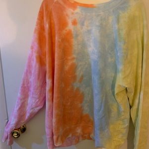 Multi color tie dye tunic length sweatshirt. Sz 2X- GROOVY BABY!